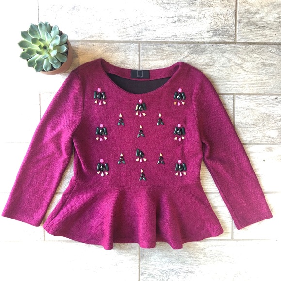 Anthropologie Tops - Dolce Vita Mimosa Peplum Jeweled Knit Top